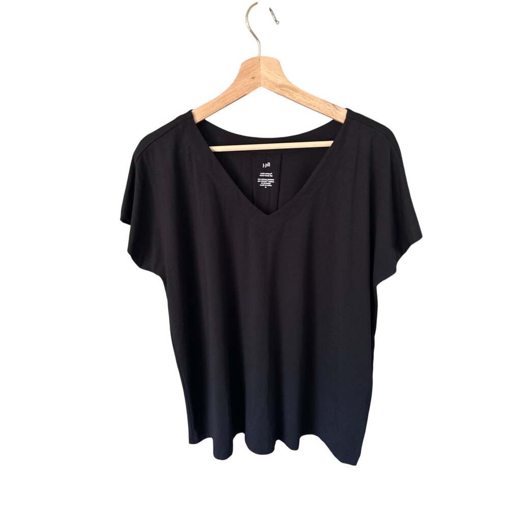 J. Jill Luxe Supima Cotton Tencel Black Draped Tee Size M Basic Capsule
